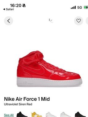 Nike Air Force 1 Mid Ultraviolet Siren Red mens size 11